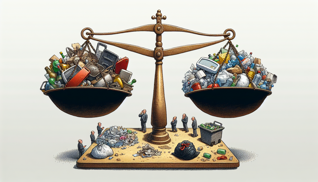 Cartoon of a scale weighing rubbish