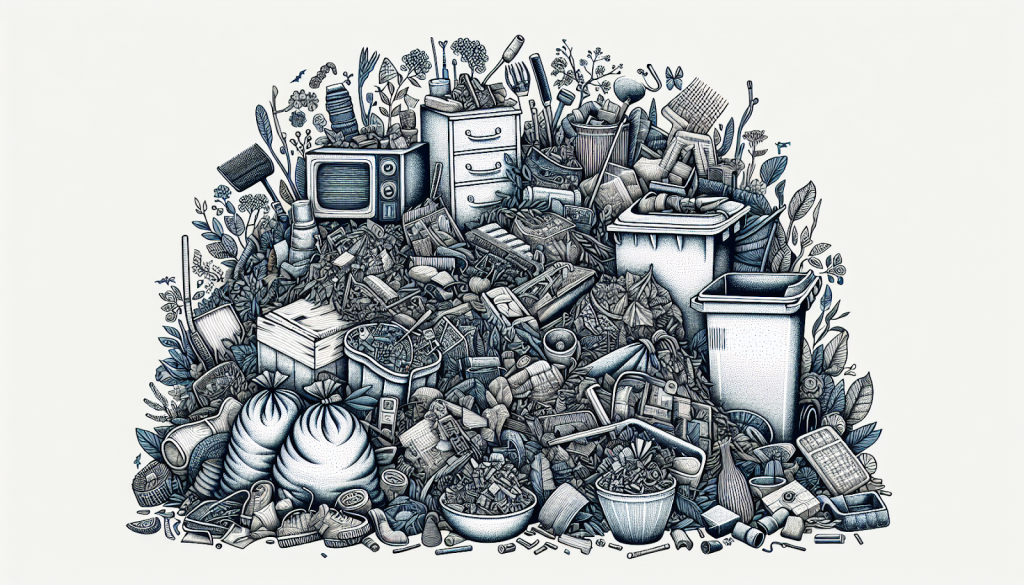 Illustration of various types of rubbish and waste